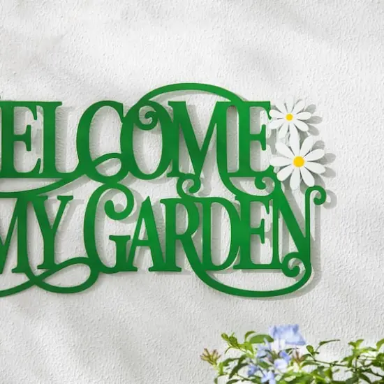 Glitzhome® 24" Welcome to my Garden Metal Cutout Wall Décor {7}