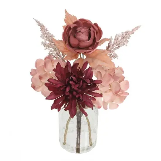 12" Burgundy & Blush Mum & Hydrangea in Glass Container by Ashland&reg; {3}