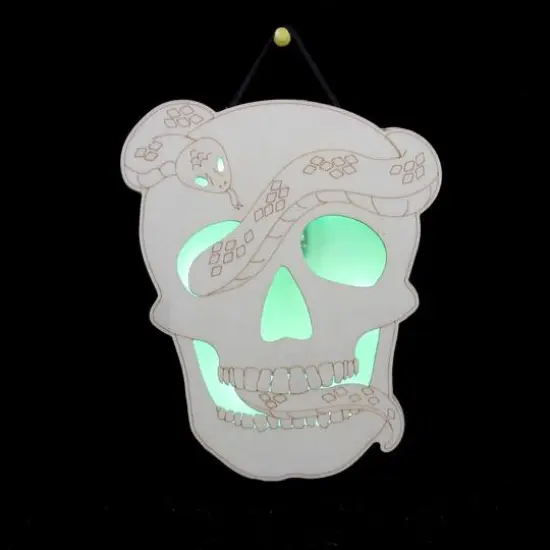 8" Skull with Snake DIY LED Plywood D&eacute;cor by Make Market&reg; {3}