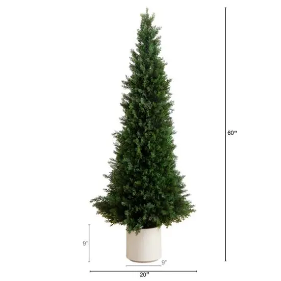 5ft. UV-Resistant Cedar Tree in White Planter {6}