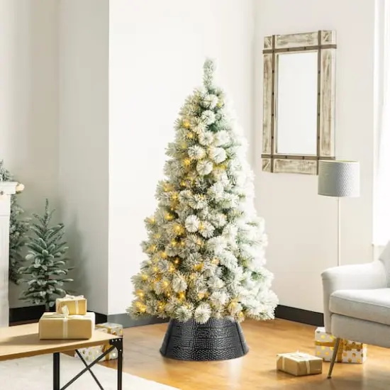 Glitzhome&reg; 22" Hammered Metal Tree Collar Black {7}