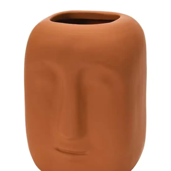 8" Latex Glaze Stoneware Planter with Face {4}
