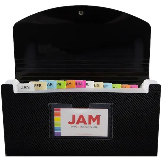 JAM Paper 13 Pocket Plastic Accordion FolderBlack {6}
