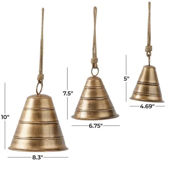 Metal Bohemian Decorative Cowbells Set Brass {7}
