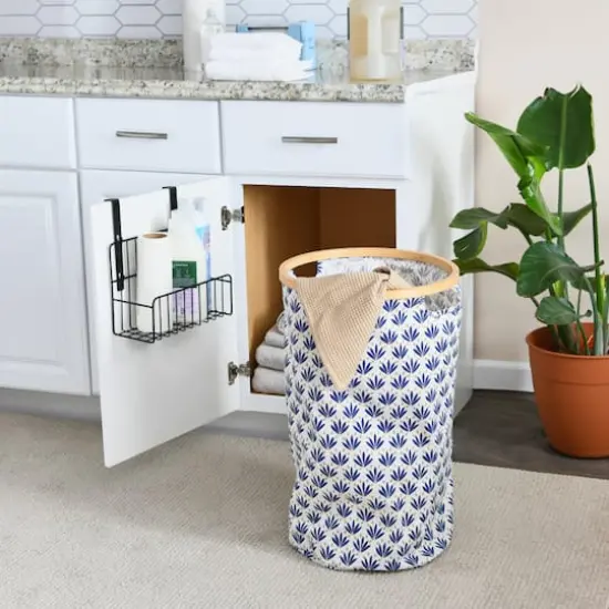 Household Essentials Krush Bamboo Rimmed Hamper (Round, Blue) {3}