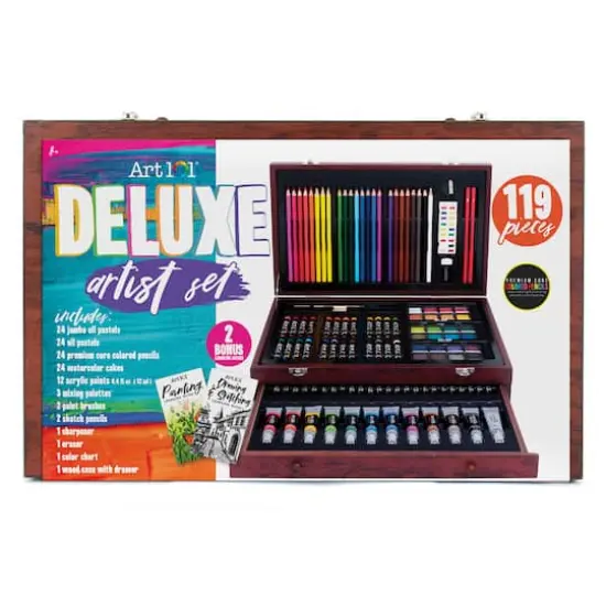 Art 101&reg; Deluxe Art Set in Wood Organizer Case {5}