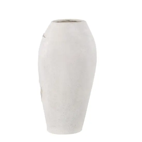 White Polystone Boho Style Vase, 18" x 10" x 6" {4}