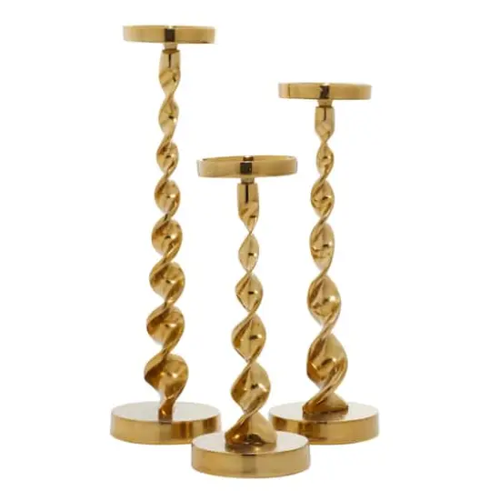 Gold Aluminum Coastal Candle Holder Set {3}