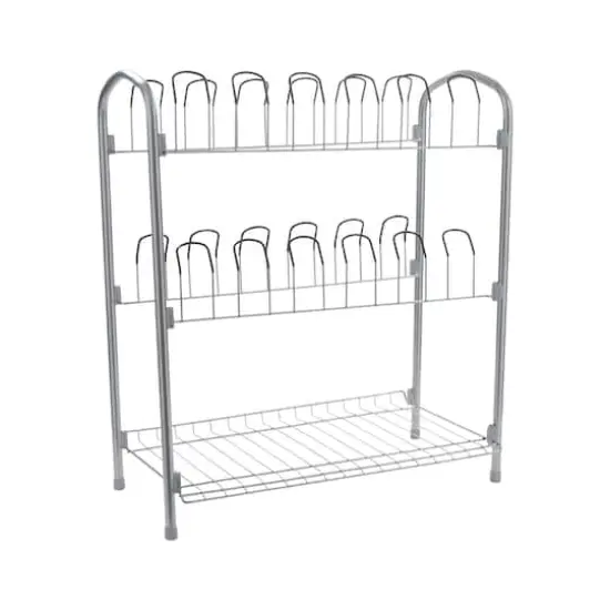 Organize It All 12 Pair Floor Shoe Rack With Shelf {1}