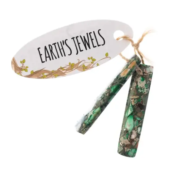 John Bead Earth&rsquo;s Jewels Synthetic Imperial Jasper Rectangle Pendant Slices, 2ct. Green {1}