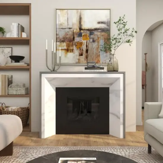 9.75" Gray Marble Geometric 2-Link Chain Sculpture D&eacute;cor {5}