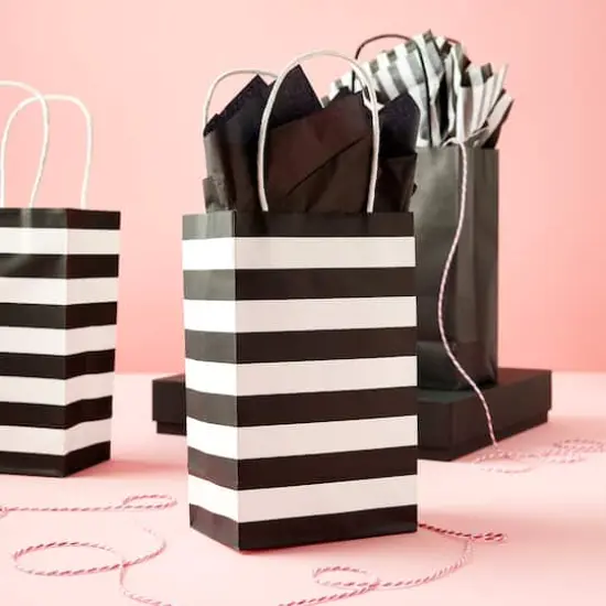 Small Black & White Striped Gift Bags by Celebrate It&trade;, 13ct. {3}