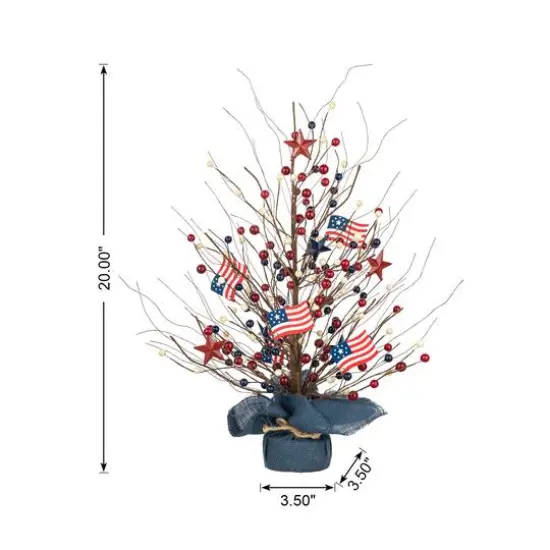 Glitzhome&reg; 20" Patriotic America Berry Table Tree {8}