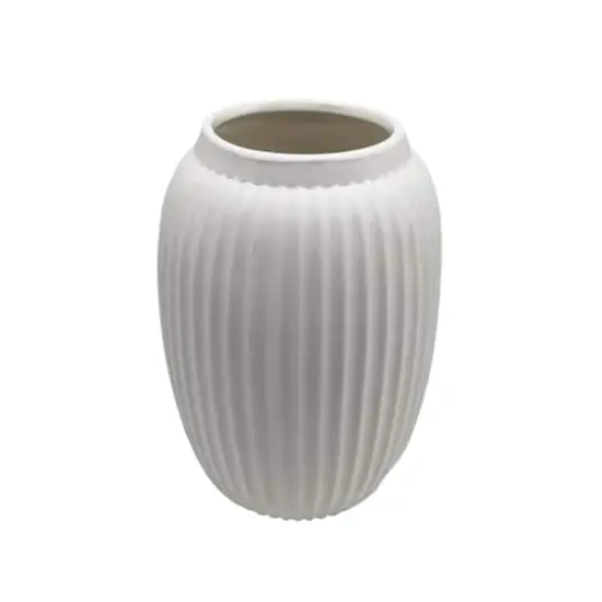 9" White Geometric Fluted Ceramic Vase by Ashland&reg; {3}