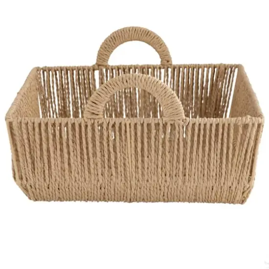Simplify Large Vertical Weave Shelf Storage Basket with Round Handles {5}