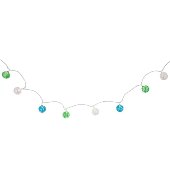 10ct. White Twine Wrapped Multicolor Ball String Lights with Green Wire {4}