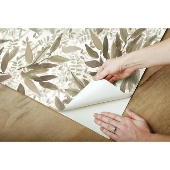 RoomMates Watercolor Leaves Peel & Stick Wallpaper Taupe/White {9}