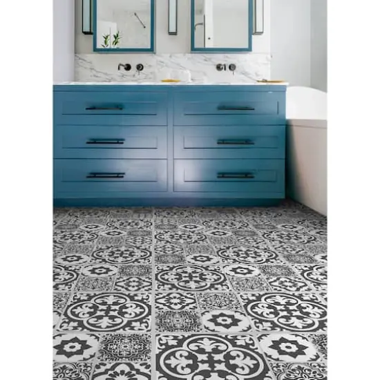 FloorPops Valencia Peel & Stick Floor Tiles, 6ct. Charcoal {5}
