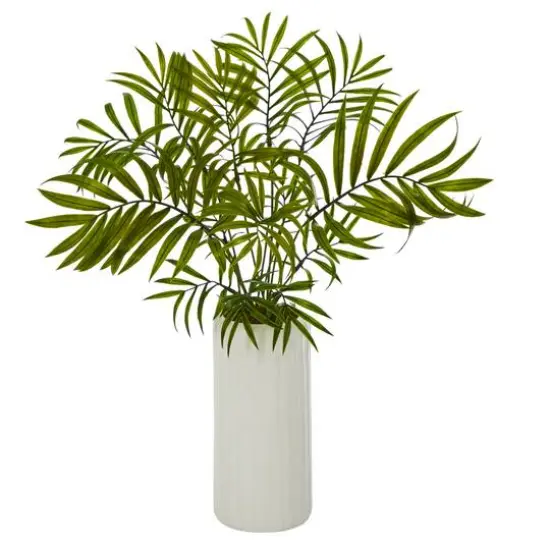 18" Mini Areca Palm Artificial Plant in White Planter {1}