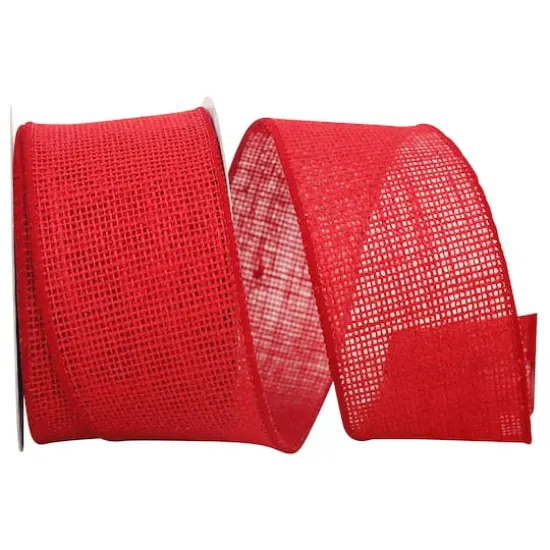 JAM Paper 2.5" x 10yd. Red Jute Wired Edge Burlap Ribbon {1}