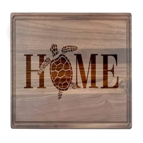 17" Home Turtle Walnut Wood Cutting Board {1}