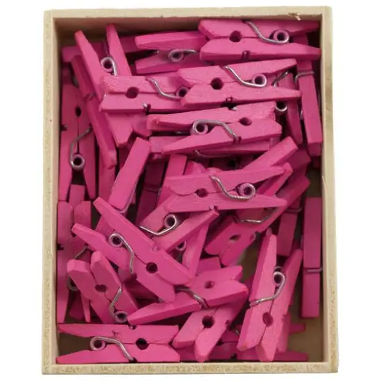 JAM Paper 7/8" Wood Clothespins, 100ct. Fuchsia Pink {1}