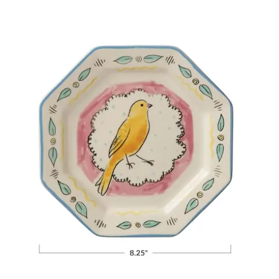 Hello Honey&reg; 8" Multicolor Decorative Ceramic Plate with Painted Bird Design {1}