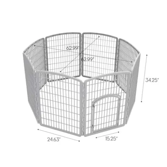 IRIS&reg; Gray 8-Panel Pet Playpen with Door {5}