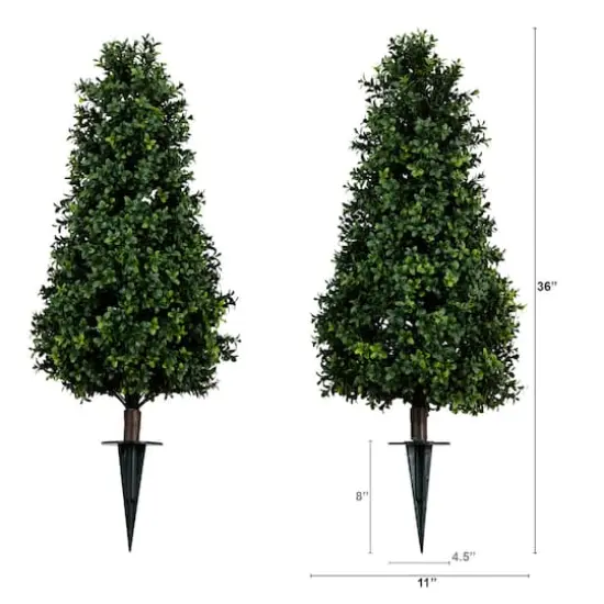 3ft. UV Resistant Boxwood Plant Set with Integrated Ground Stake {6}