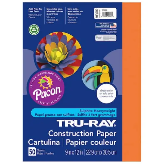 Tru-Ray&reg; Orange Construction Paper, 9" x 12", 5ct. {1}
