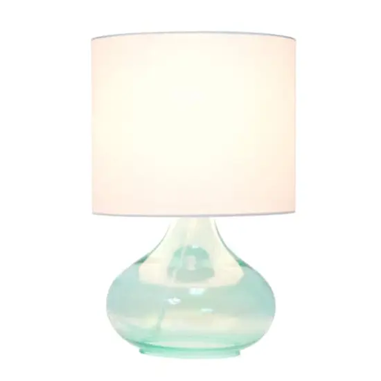 Simple Designs&trade; 14" Glass Raindrop Table Lamp with White Shade Aqua with White Shade {3}