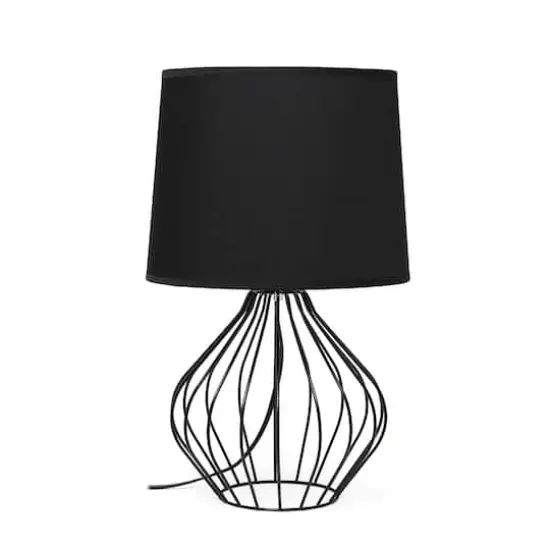Simple Designs 19.7" Geometrically Wired Table Lamp Black with Black Shade {1}
