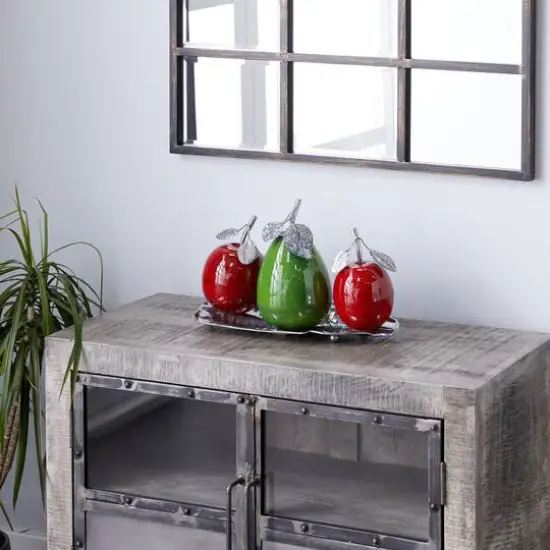 Multi Iron Traditional Decorative Fruit with Tray, 11" x 18" x 10" {9}