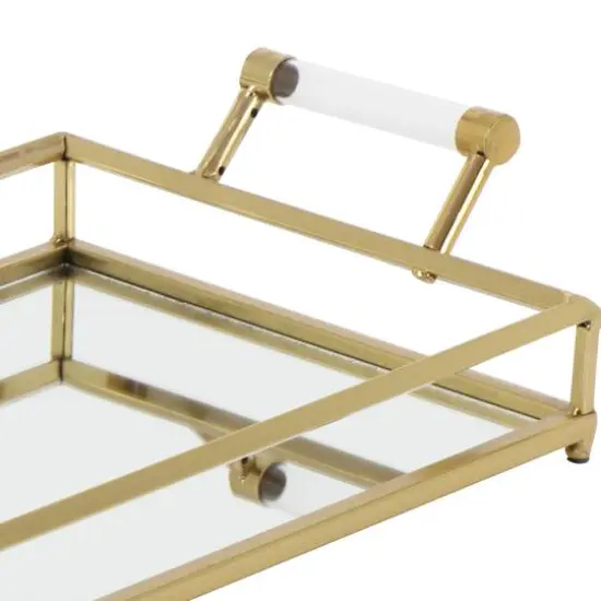 CosmoLiving by Cosmopolitan 22" Gold Metal Glam Tray {3}