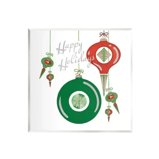 Stupell Industries Seasonal Happy Holidays Ornaments Wall Plaque Art {1}