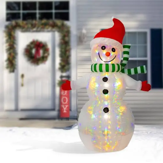 Glitzhome&reg; 8ft. LED Lighted Icy Snowman Inflatable D&eacute;cor {4}