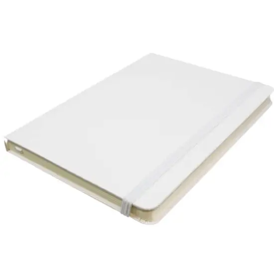 JAM Paper Medium Hardcover Notebook with Elastic Band White {5}