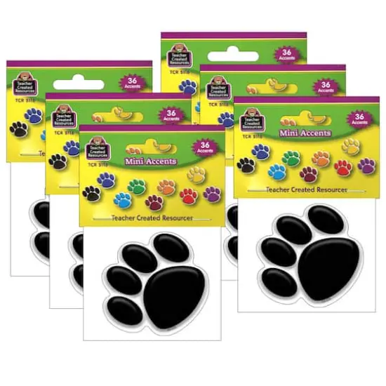 Teacher Created Resources&reg; Colorful Paw Prints Mini Accents, 6 Packs of 36 {1}