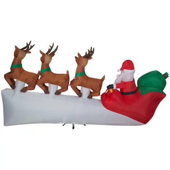11ft. Airblown® Inflatable Santa's Sleigh with Flying Reindeer {4}