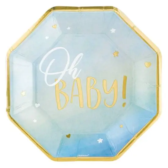 10.5" Blue Oh Baby Plates, 8ct. {3}