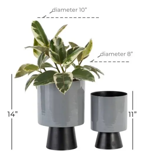 Gray & Black Metal Modern Planter Set {8}