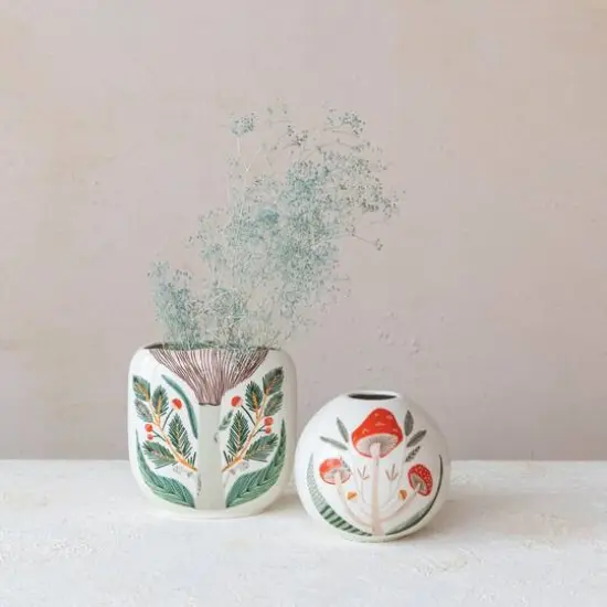 Hello Honey&reg; 7" Multicolor Mushroom Stoneware Planter {3}