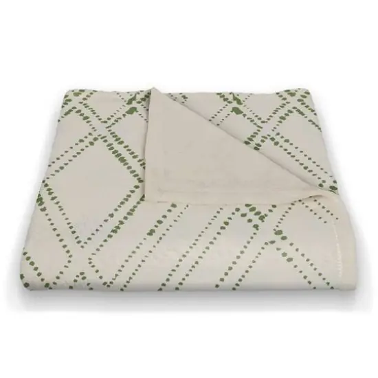 Diamond Coral Fleece Blanket White/Green {3}