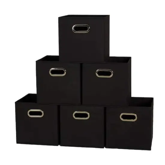6 Pack Household Essentials 11" Fabric Storage Bins Black {1}