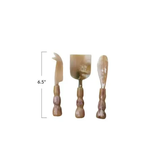 Hello Honey® Citron & Plum Elegance Natural Horn Cheese Knife Set {5}