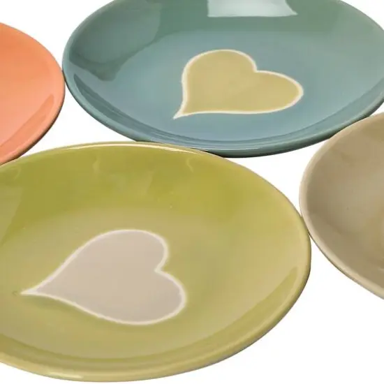 Hello Honey&reg; Wax Relief Heart Handmade Stoneware Plate Set {5}