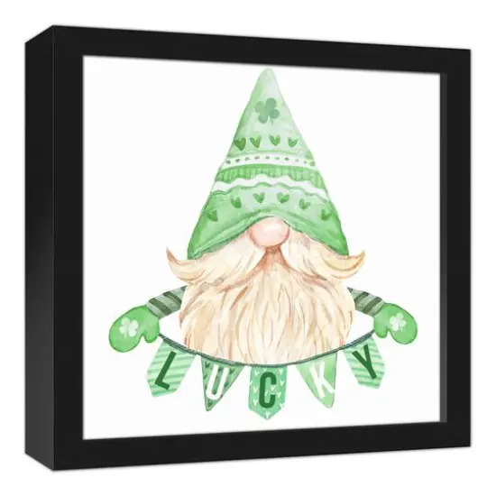 Lucky Leprechaun Framed Canvas 12" x 12" Black Framed Canvas {3}