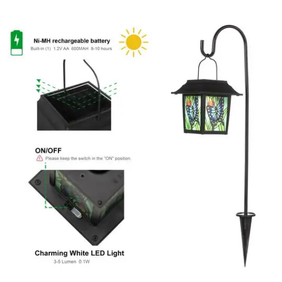 Glitzhome&reg; 30" Solar Powered Butterfly Pattern Garden Lamp with Stakes, 2ct. {8}