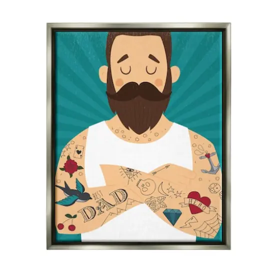 Stupell Industries Best Dad Father's Day Tattoos Floater Framed Art Gray {1}