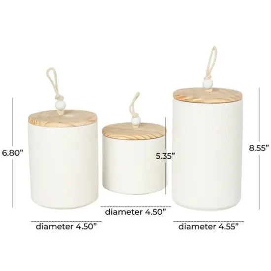 Cream Ceramic Spotted Textured Canister Set {7}